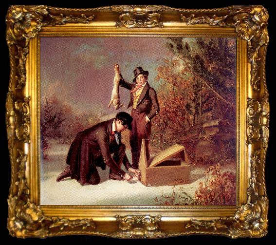 framed  William Sidney Mount Catching Rabbits Boys Trapping, ta009-2